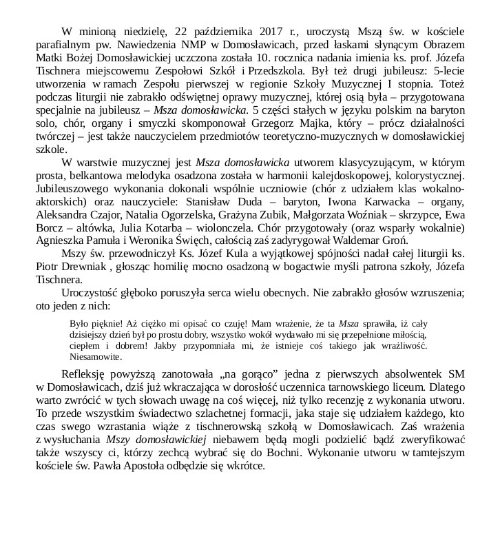 msza domoslawicka